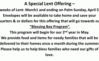 BLESSING BOX PROGRAM LENT OFFERING